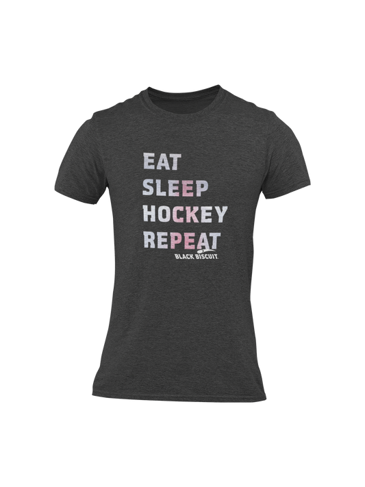 Eat Sleep Hockey Repeat Red Line T Shirt