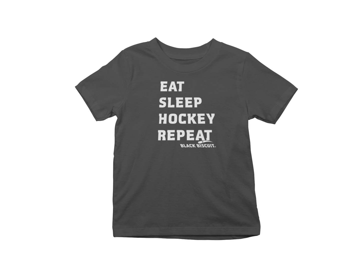 Eat Sleep Hockey Repeat White Print Youth T Shirt