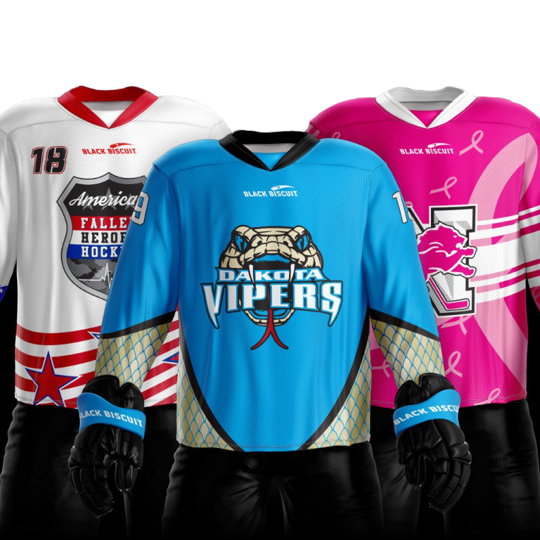 Examples of college jerseys designed by Black Biscuit