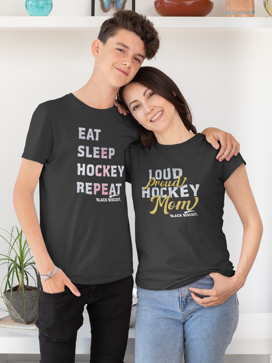Loud Proud Hockey Mom Ice & Bling T Shirt